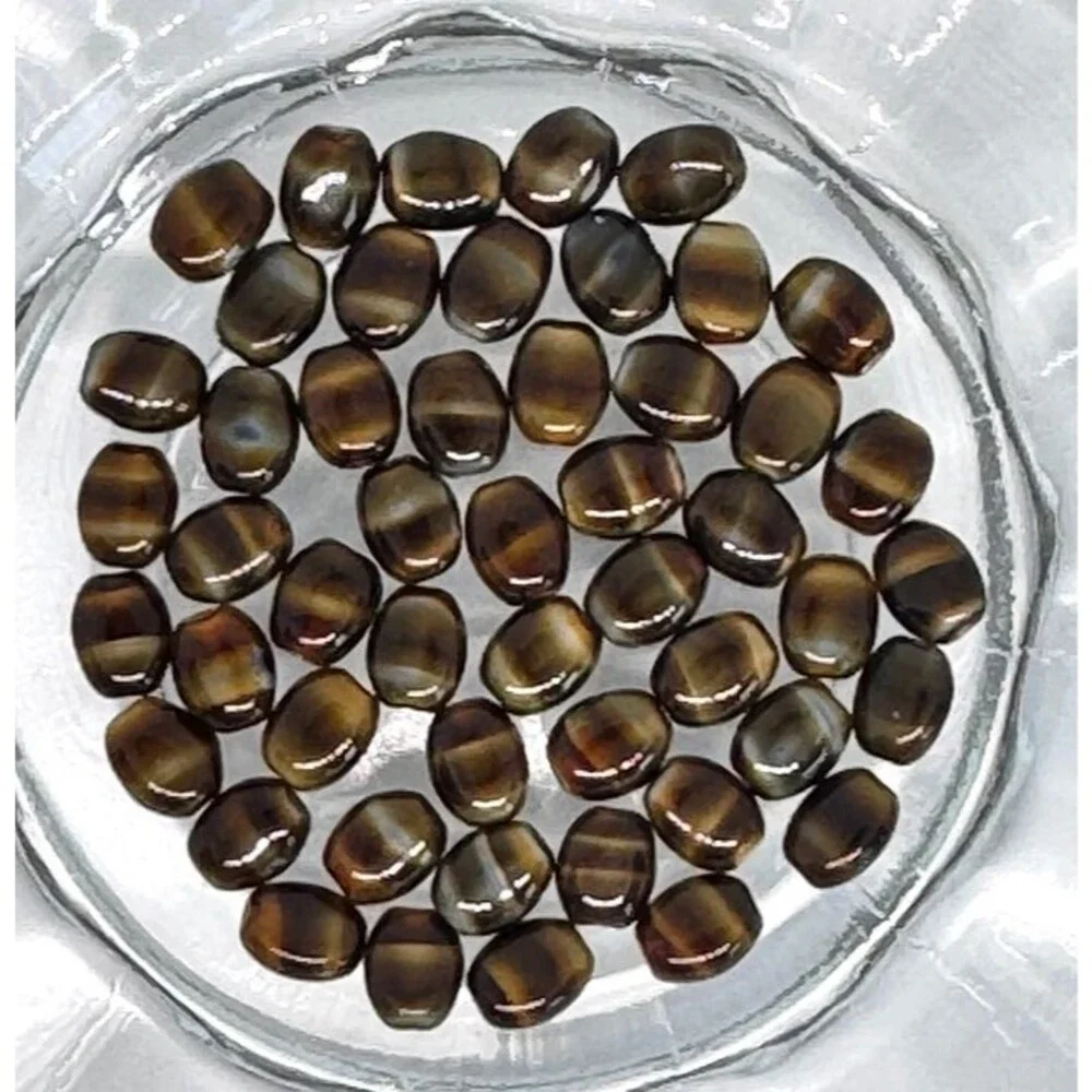 50pcs Beads for Jewelry Brown Striped Glass Lentil Beads #22195